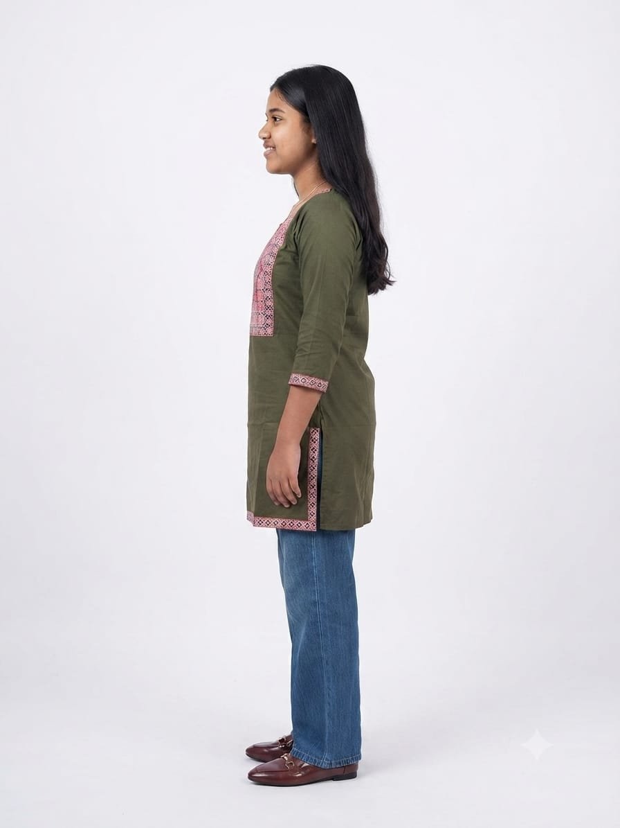 Girl's Printed Cotton Short Kurti /Size M - Image 2