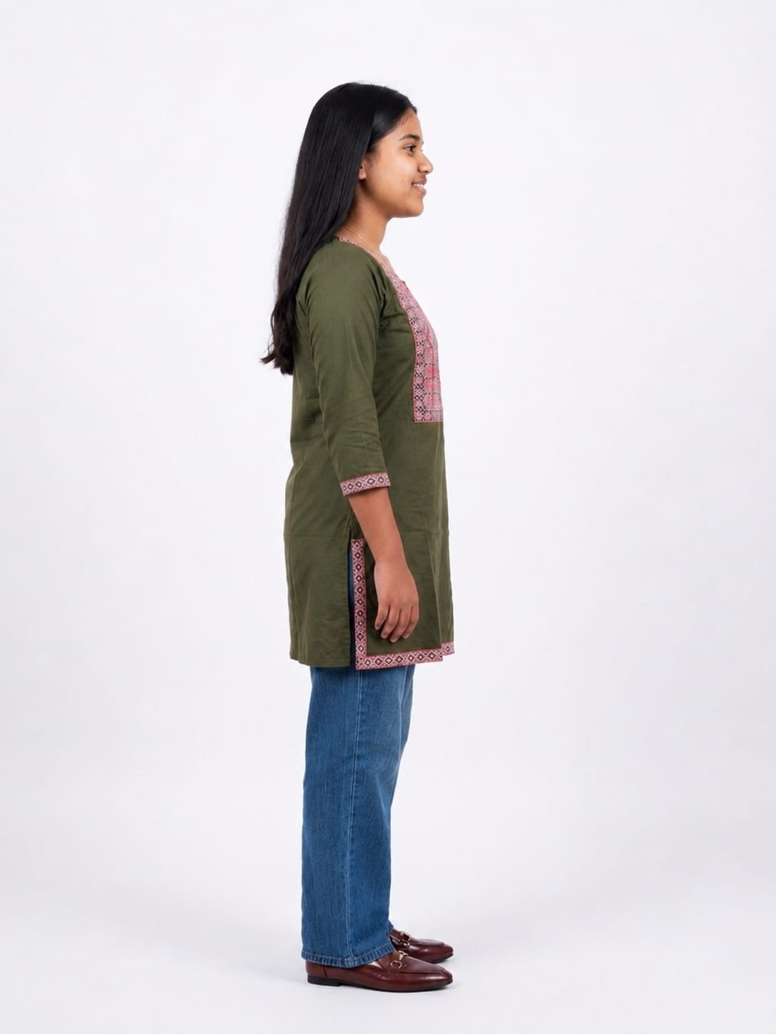 Girl's Printed Cotton Short Kurti /Size M - Image 3