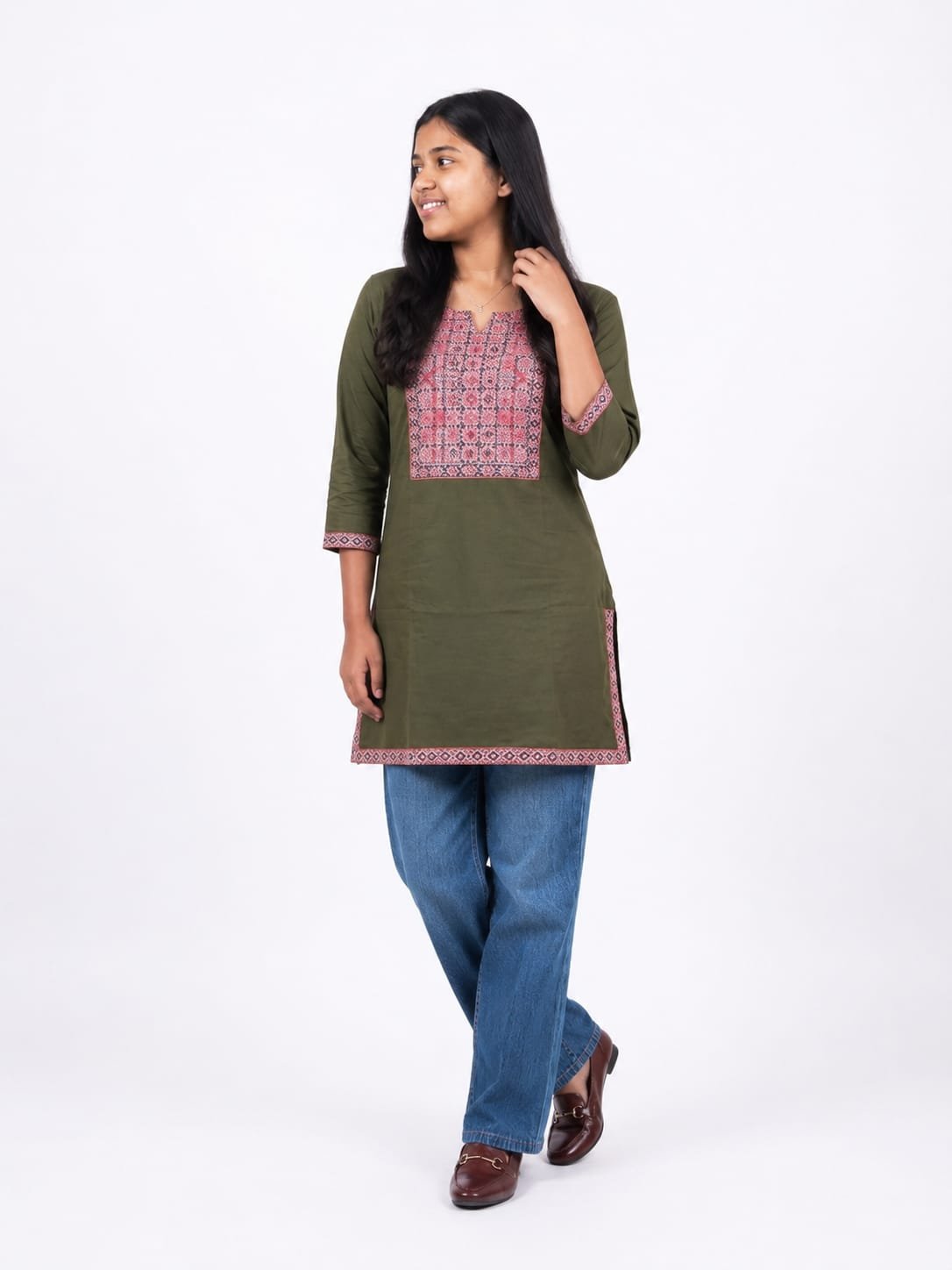 Girl's Printed Cotton Short Kurti /Size M - Image 5