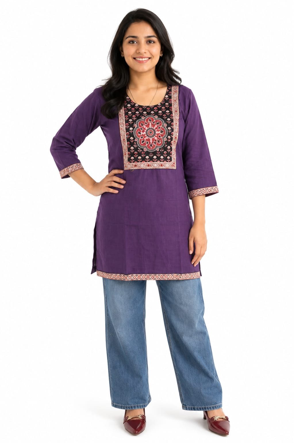 Girl's Printed Cotton Short Kurti /Size M - Image 6