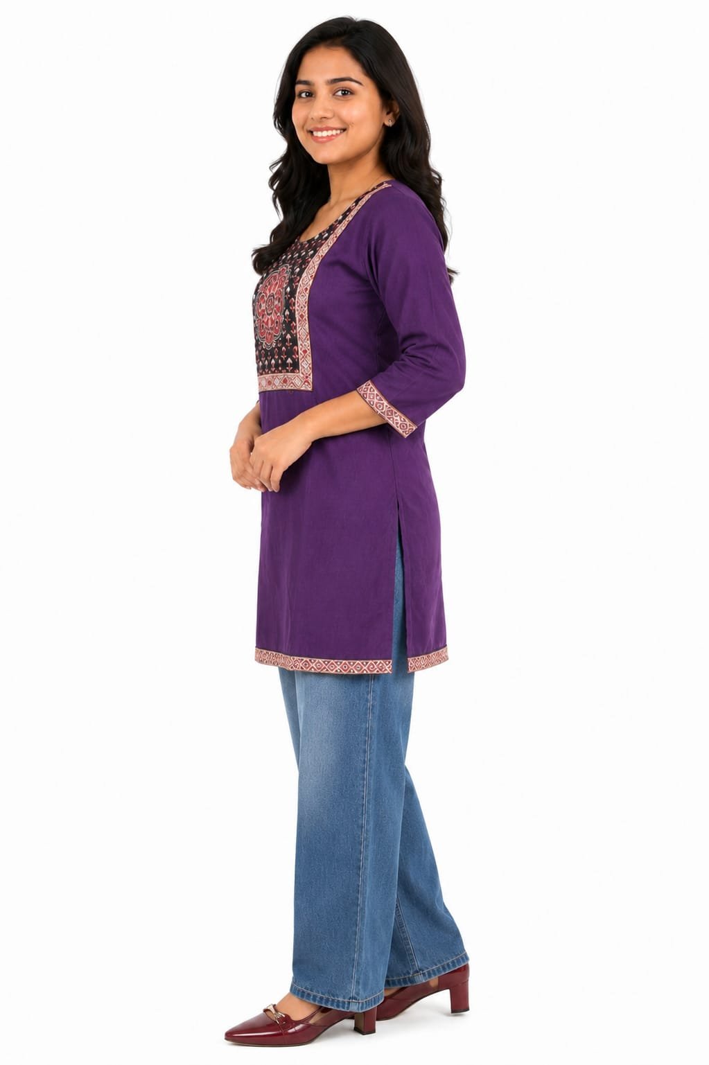 Girl's Printed Cotton Short Kurti /Size M - Image 3