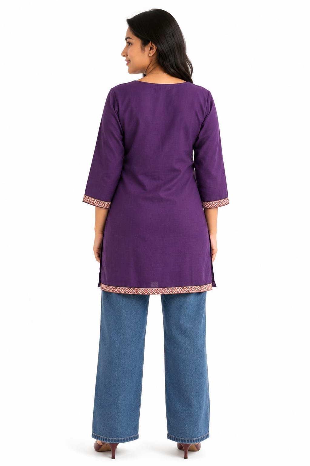 Girl's Printed Cotton Short Kurti /Size M - Image 4
