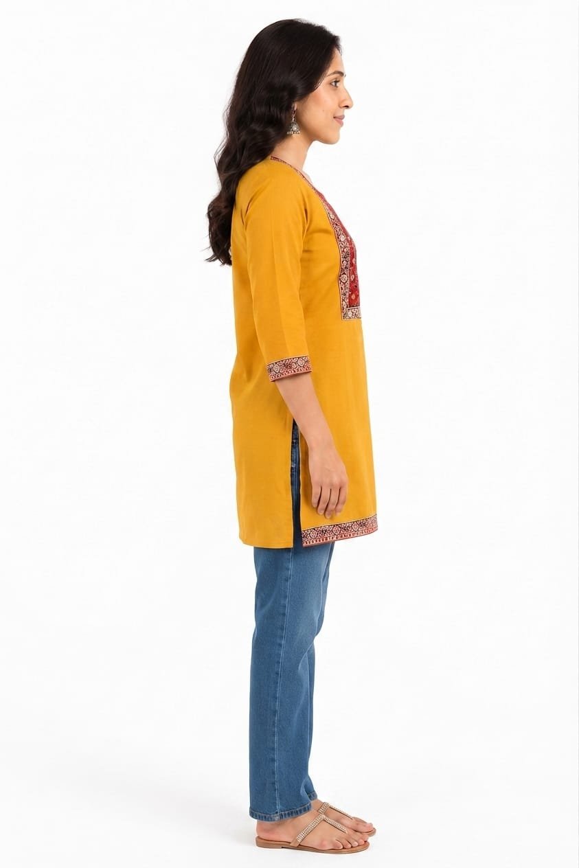 Girl's Printed Cotton Short Kurti /Size M - Image 2
