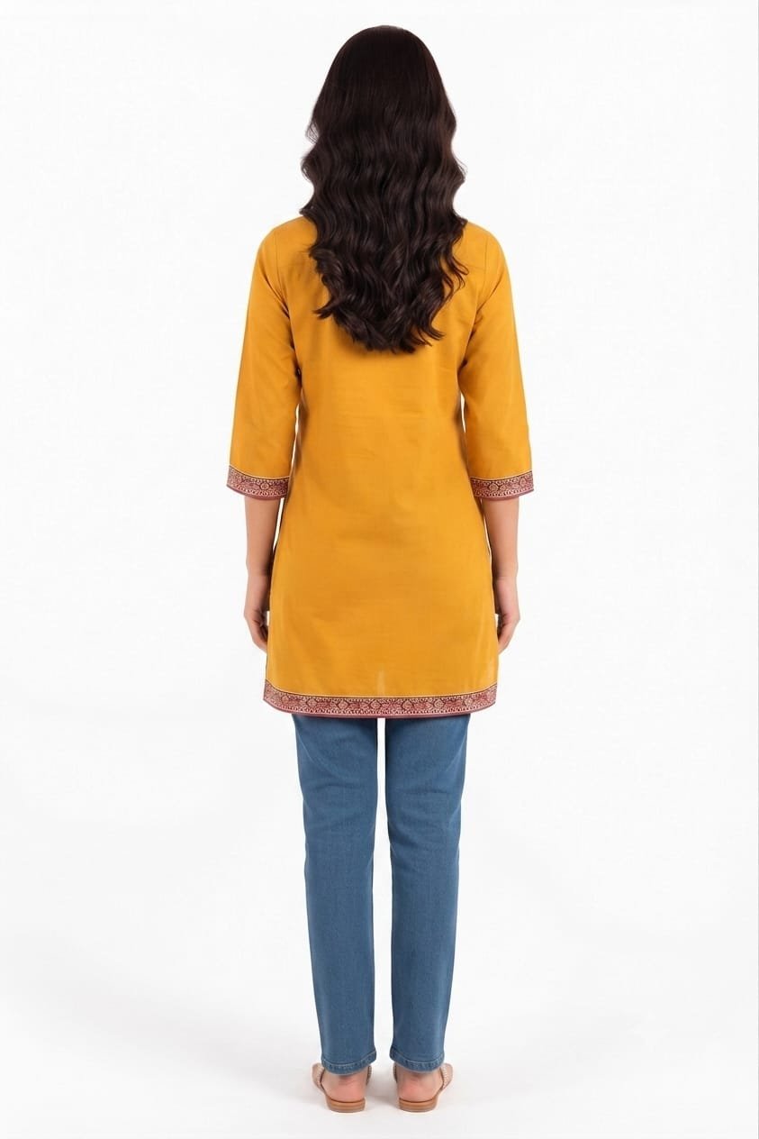 Girl's Printed Cotton Short Kurti /Size M - Image 4