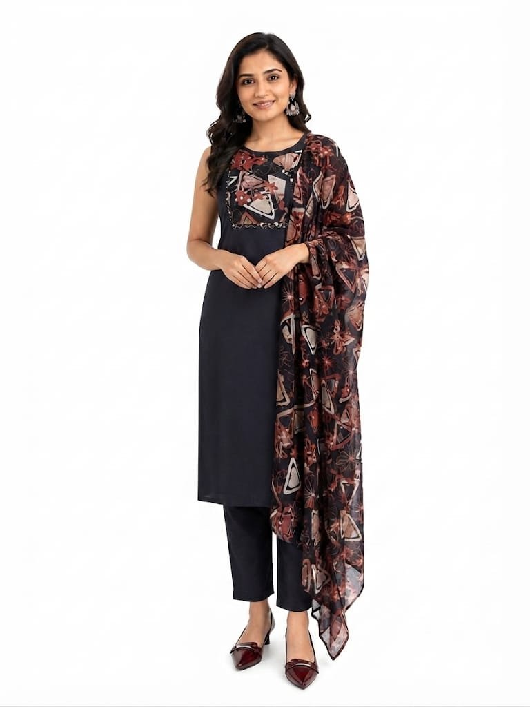 Women's Straight Kurta, Pant with Dupatta Set