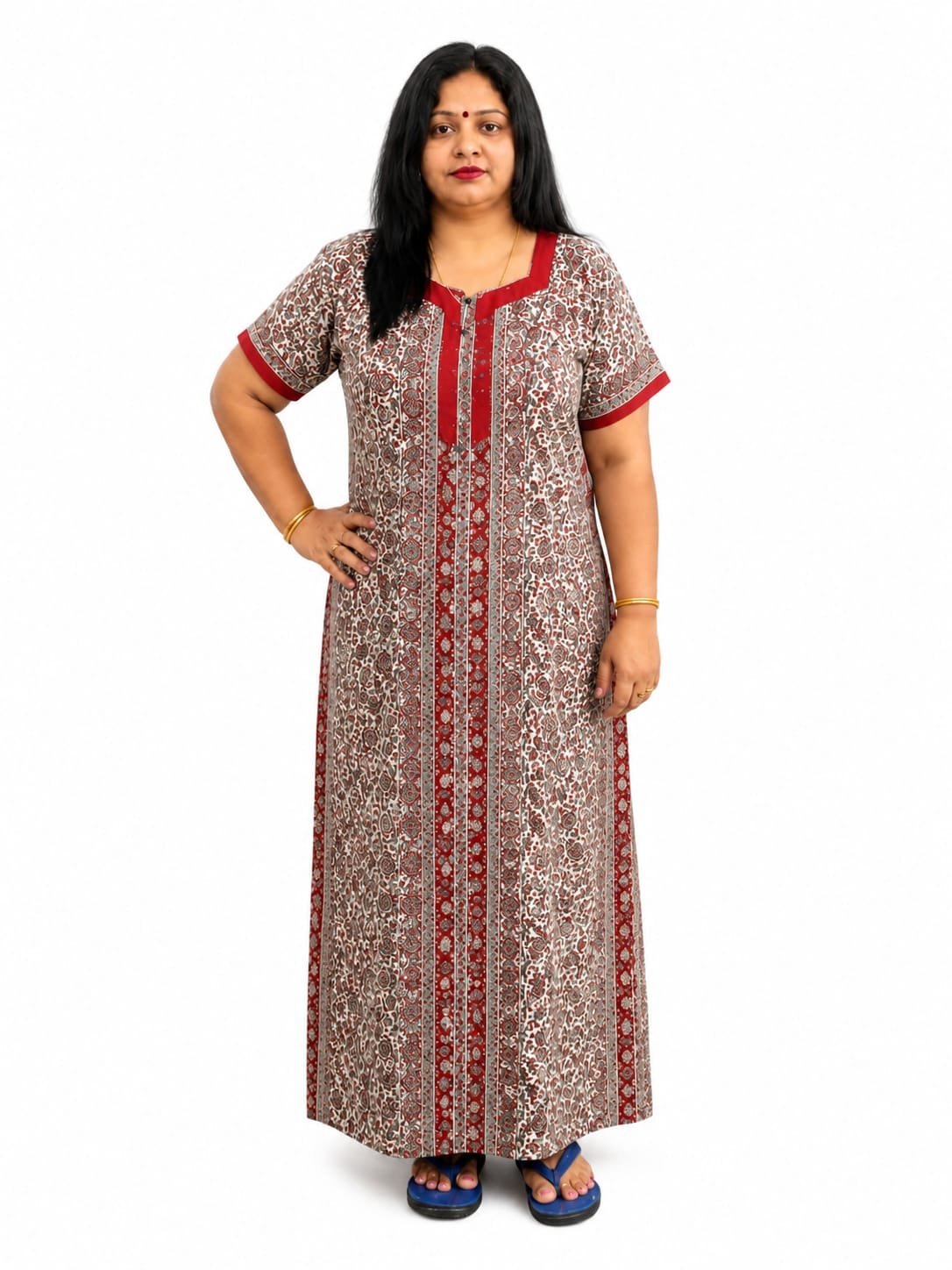 Women’s Printed Cotton Nighty/Half Sleeve