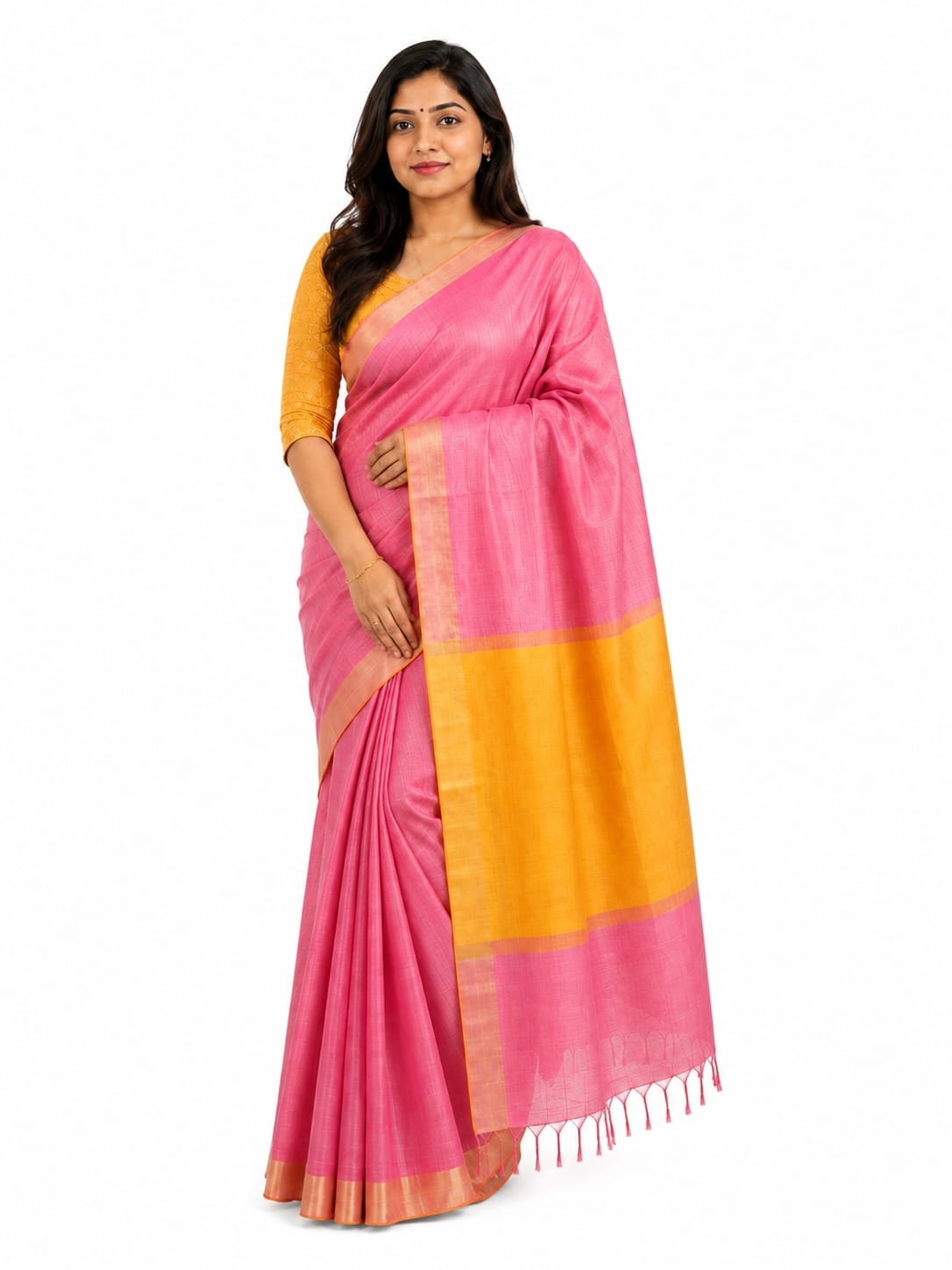 Women’s Tissue Soft Silk Saree|Mustard Yellow - Image 6