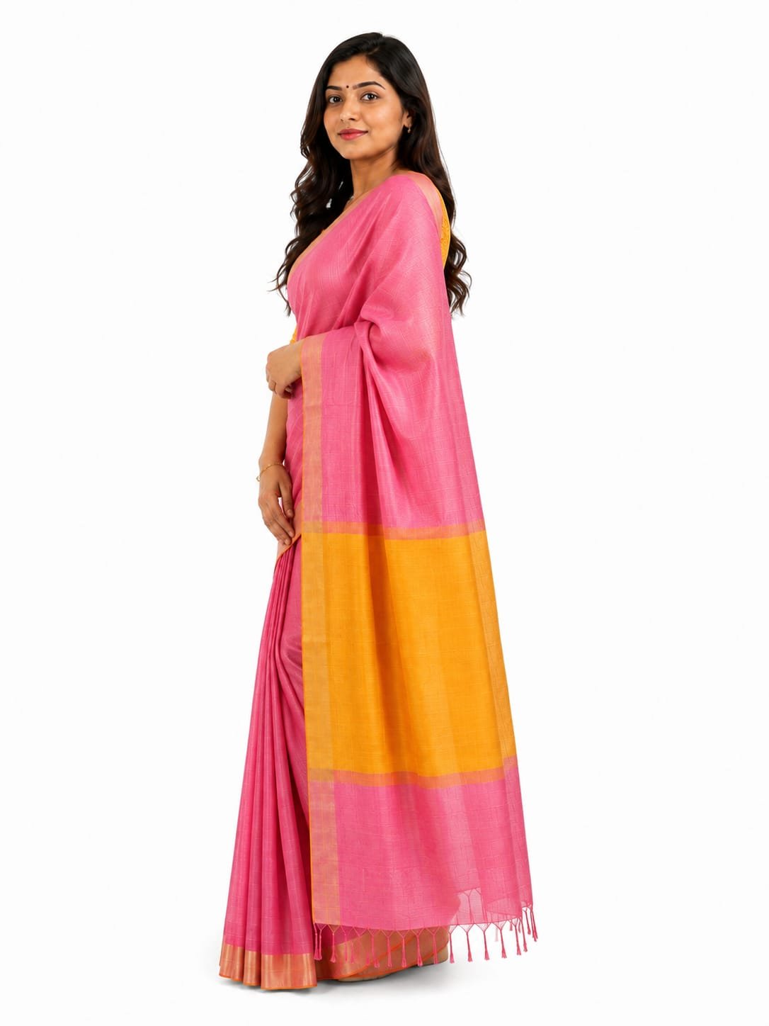 Women’s Tissue Soft Silk Saree|Mustard Yellow - Image 2