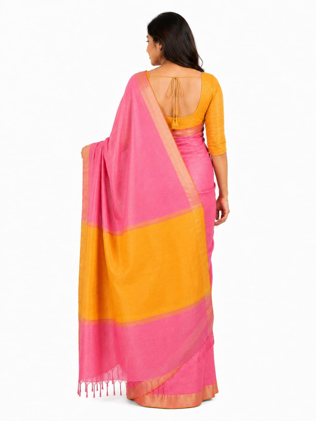 Women’s Tissue Soft Silk Saree|Mustard Yellow - Image 4