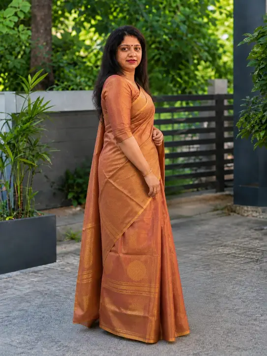 Women’s Tissue Cotton Saree|Elegant Golden Border - Image 4