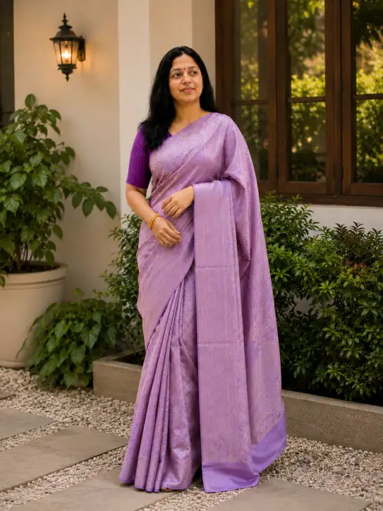 Tissue Silk Saree|Lavender& Purple