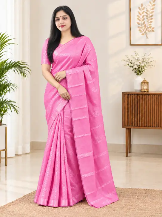 Brocade Saree – Pink Traditional Ethnic Wear - Image 2