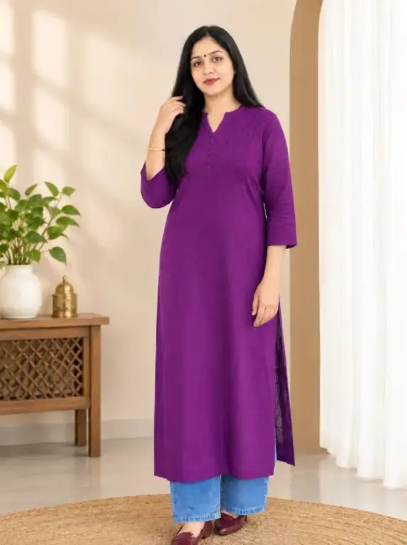 Long Straight Kurti – Single Piece Kurti Top - Image 3