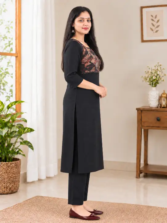 3 Piece Kurti Set|with Unstitched Sleeves - Image 6