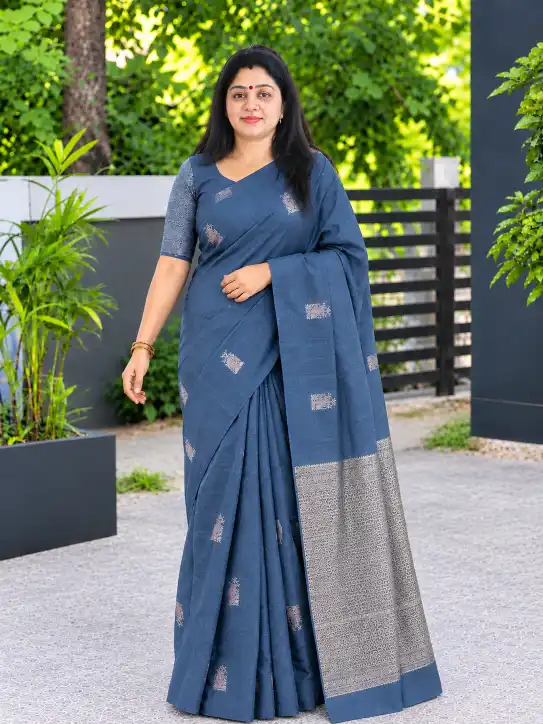 Soft Silk Saree with Silver Zari-Style Border