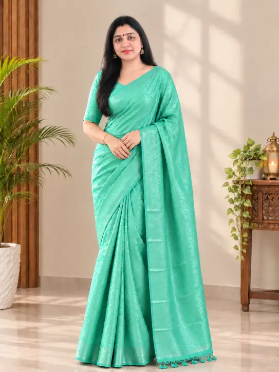 Brocade Saree | Elegant Mint Green