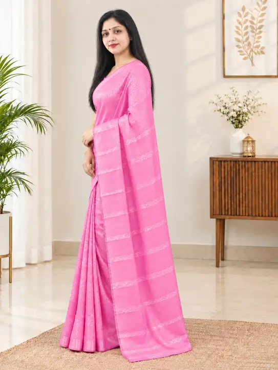 Brocade Saree – Pink Traditional Ethnic Wear - Image 4