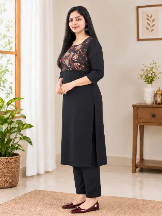 3 Piece Kurti Set|with Unstitched Sleeves - Image 4