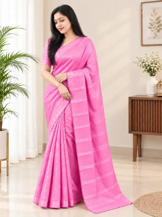 Brocade Saree – Pink Traditional Ethnic Wear