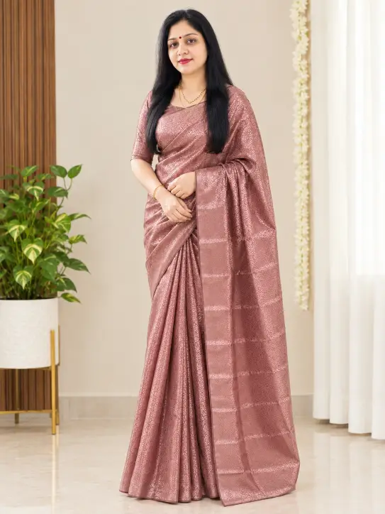 Brocade Saree| Dusty Rose Pink Pattern