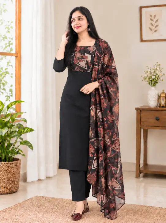 3 Piece Kurti Set|with Unstitched Sleeves - Image 9