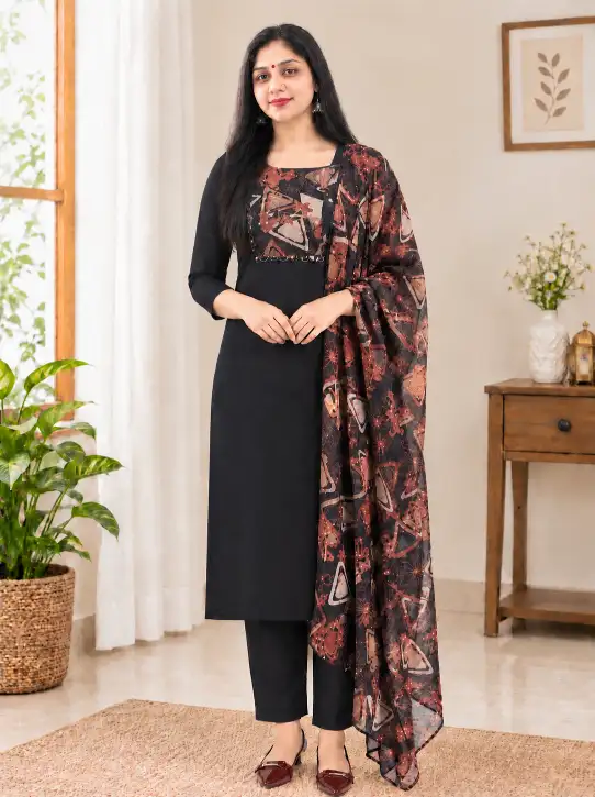 3 Piece Kurti Set|with Unstitched Sleeves - Image 2