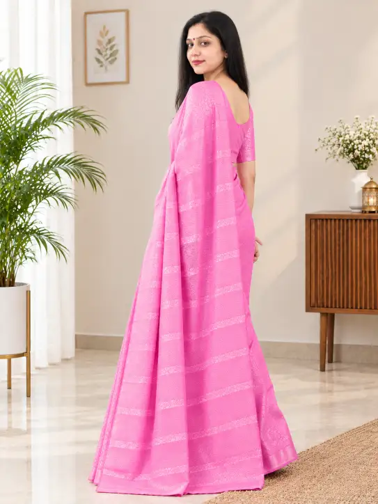 Brocade Saree – Pink Traditional Ethnic Wear - Image 6