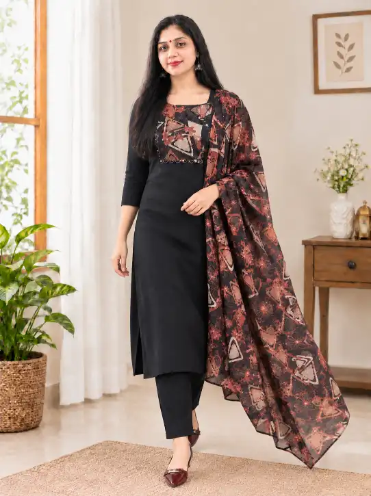 3 Piece Kurti Set|with Unstitched Sleeves - Image 8