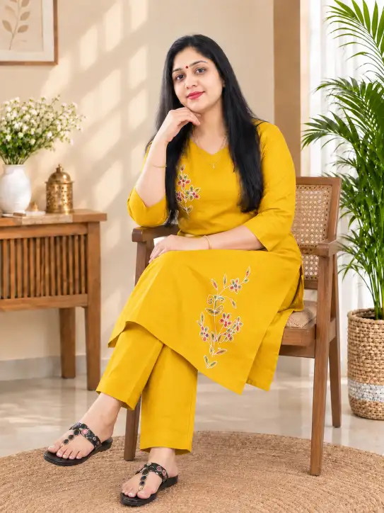 Kurti Set Without Dupatta|MustardYellow - Image 6
