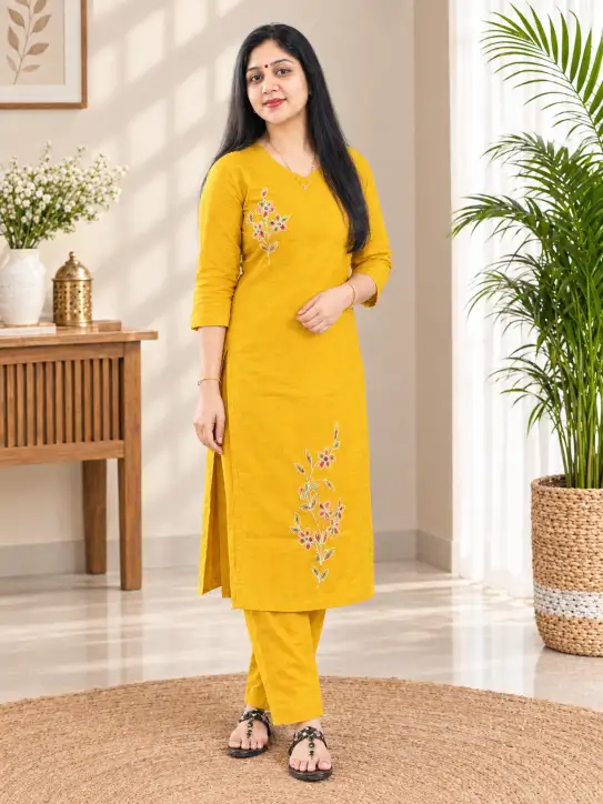 Kurti Set Without Dupatta|MustardYellow - Image 3