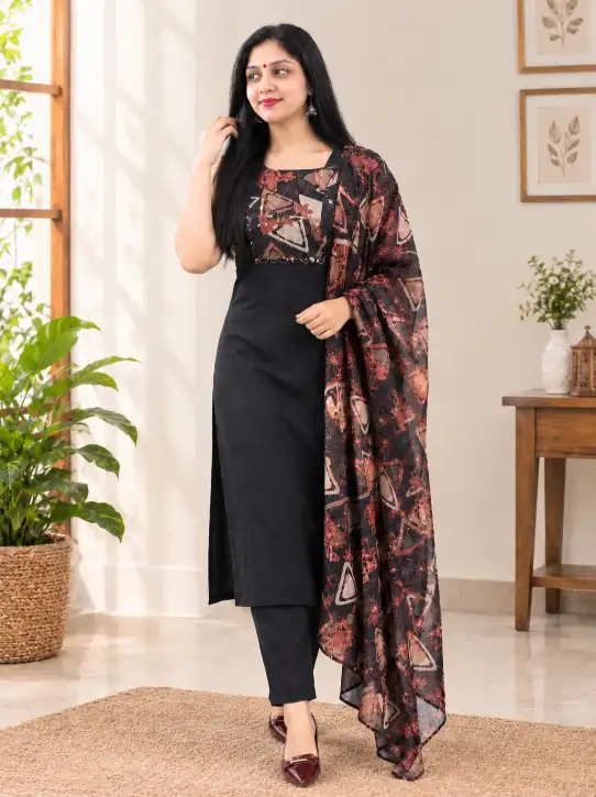 3 Piece Kurti Set|with Unstitched Sleeves - Image 10