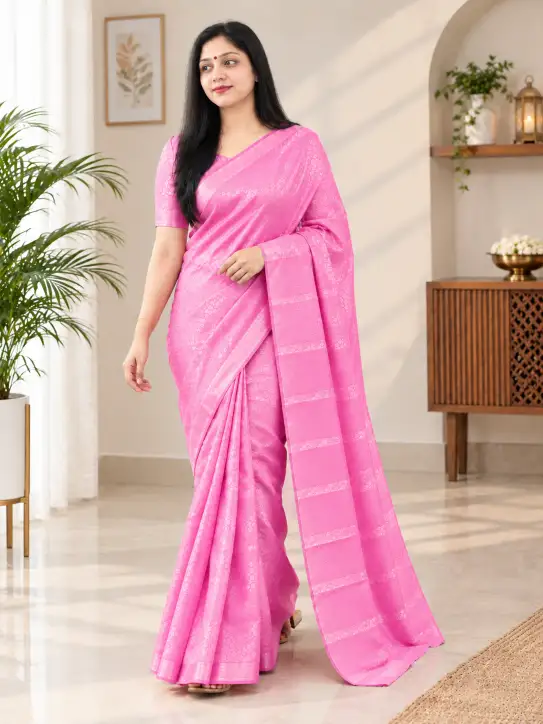 Brocade Saree – Pink Traditional Ethnic Wear - Image 5