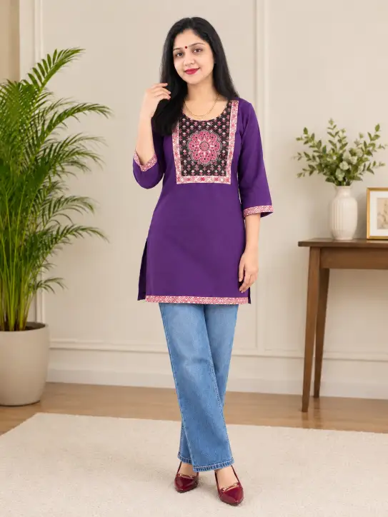 Women's Elegant Cotton Short Kurti - Image 4