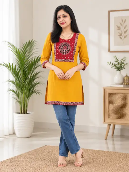 Women's Elegant Cotton Short Kurti - Image 2