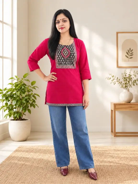 Women's Elegant Cotton Short Kurti